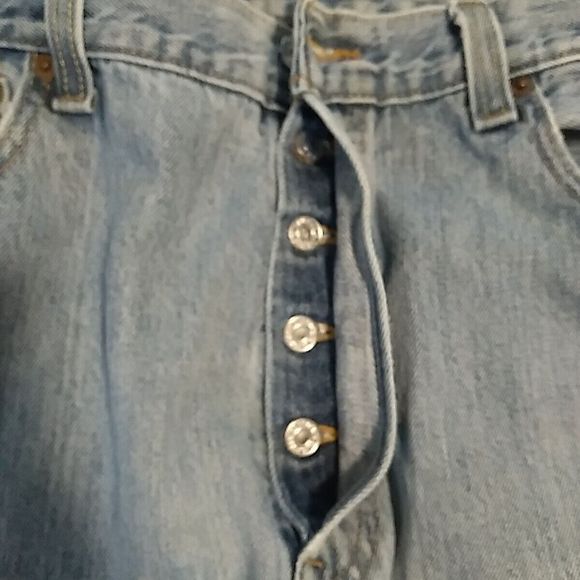 Levi's 501 Button Fly Jeans  Light Blue Straight Denim Mens 38x29 - Picture 5 of 12